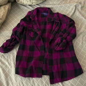 Purple and black plaid Miley Cyrus brand button down